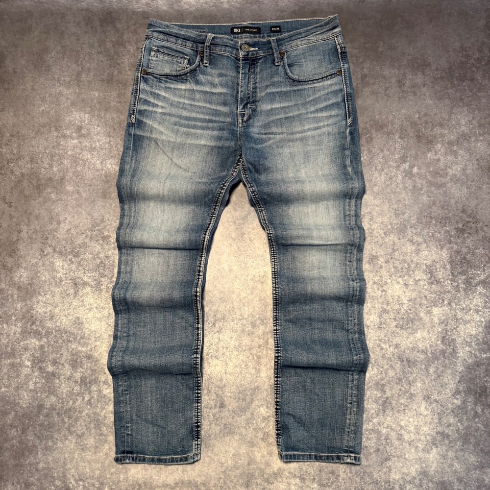 BKE Jake Straight Mens Medium Wash Blue Denim Jeans 33x34